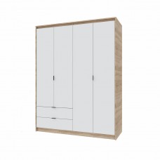 Большой шкаф с ящиками Еверест Сити-1600 (Полки-Полки) (160,2х50х204,6 см) Дуб сонома + белый